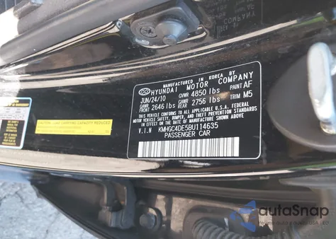 2011 Hyundai Genesis 3.8 from USA, damaged, VIN KMHGC4DE5BU114635